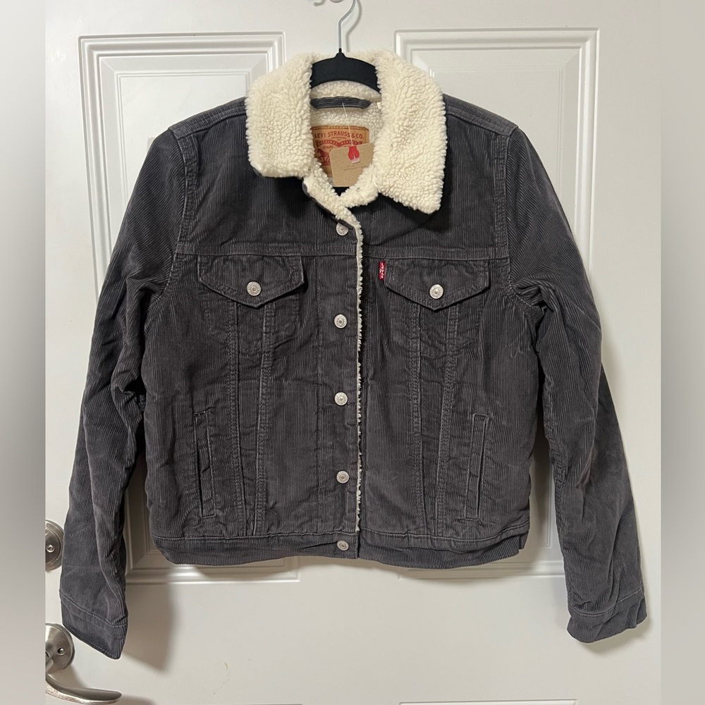 Levi's Black Corduroy Jacket with White Sherpa